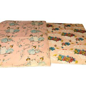 Vintage Girly Pink Wrapping Paper Two Prints